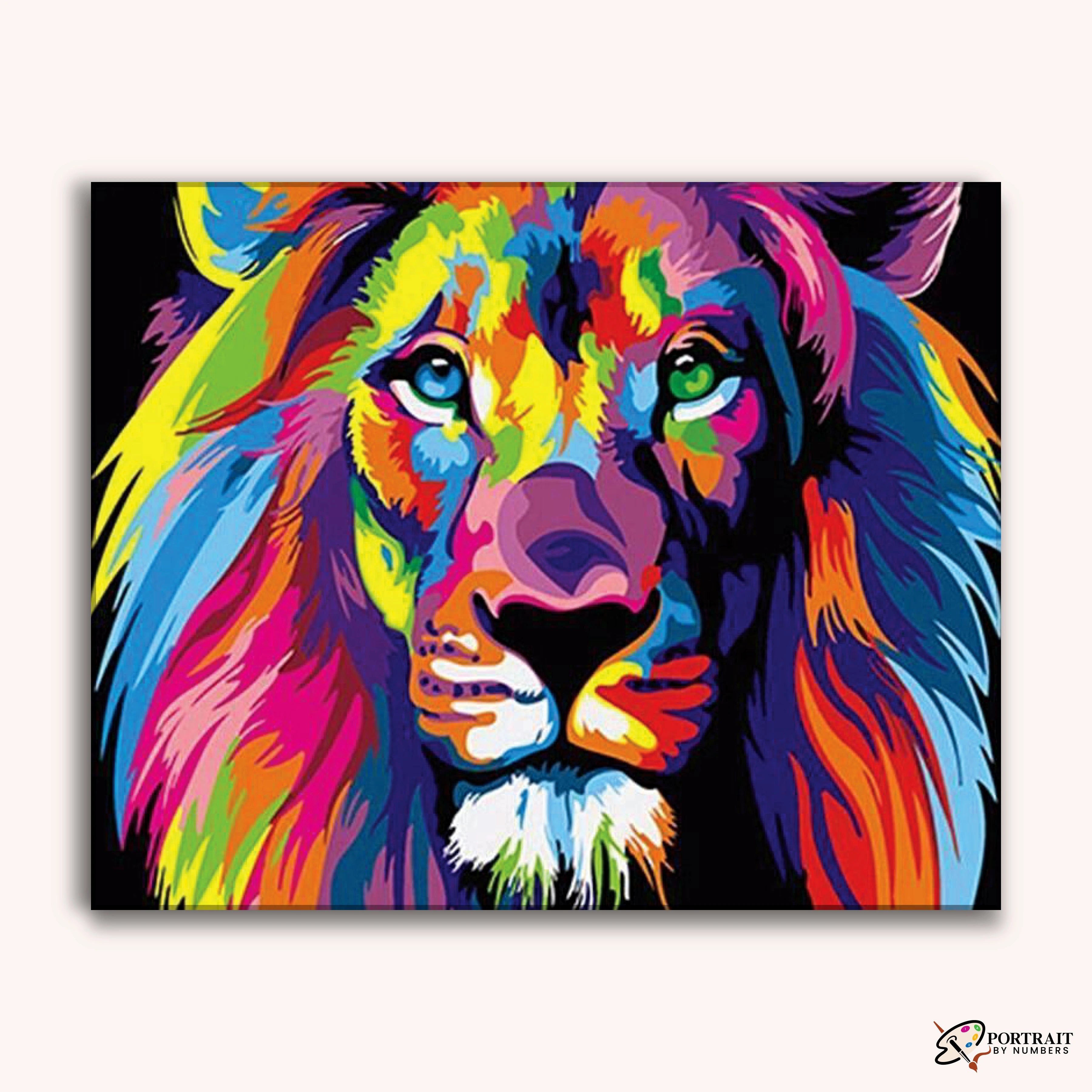 Neon Lion -  Paint by Numbers Kit for Adults -  Portrait By Numbers