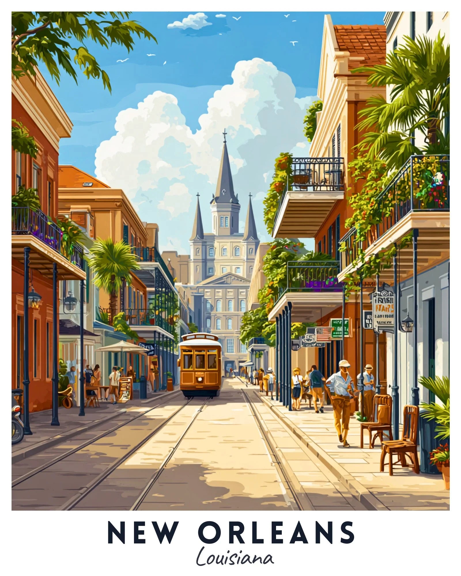 New Orleans - Travel Poster -  Paint by Numbers Kit for Adults -  Portrait By Numbers