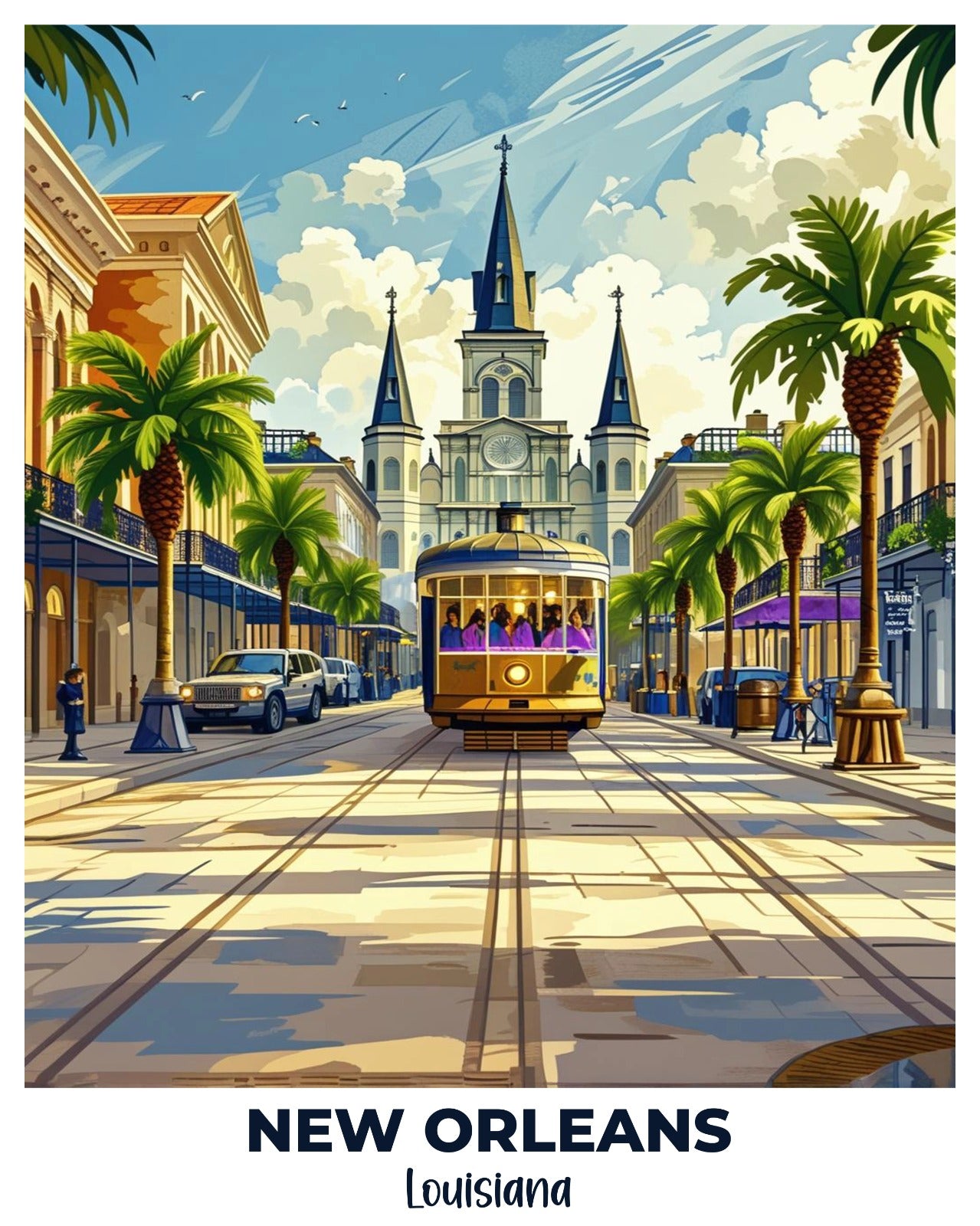 New Orleans Travel Poster -  Paint by Numbers Kit for Adults -  Portrait By Numbers