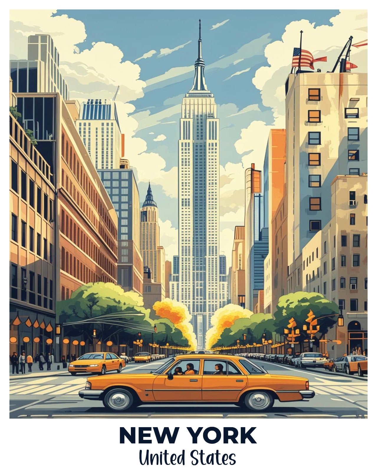 New York Travel Poster -  Paint by Numbers Kit for Adults -  Portrait By Numbers
