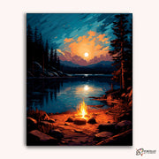 Night by the Lakeside -  Paint by Numbers Kit for Adults -  Portrait By Numbers