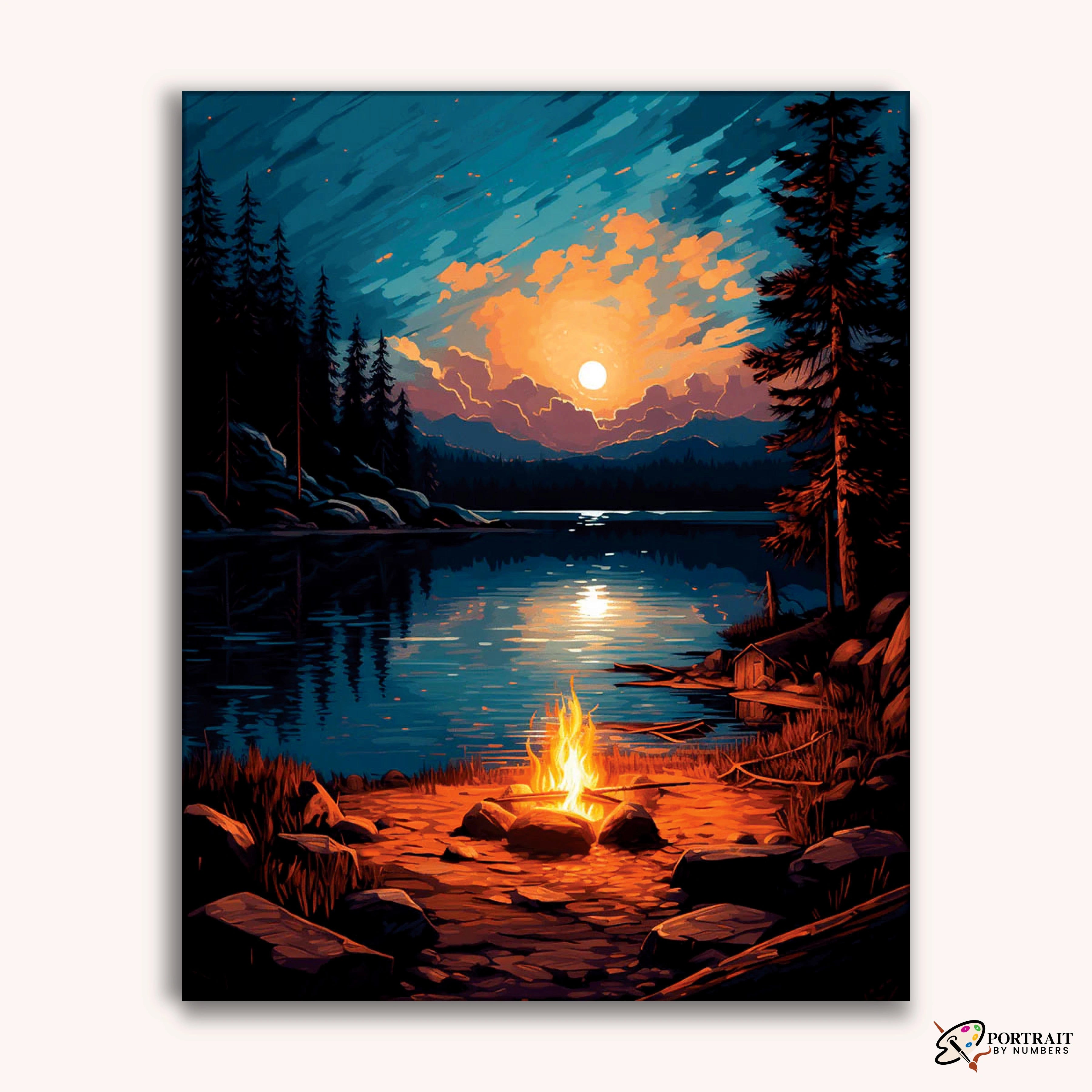 Night by the Lakeside -  Paint by Numbers Kit for Adults -  Portrait By Numbers