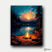 Night by the Lakeside -  Paint by Numbers Kit for Adults | Relaxing DIY Art Gift | -  Portrait By Numbers