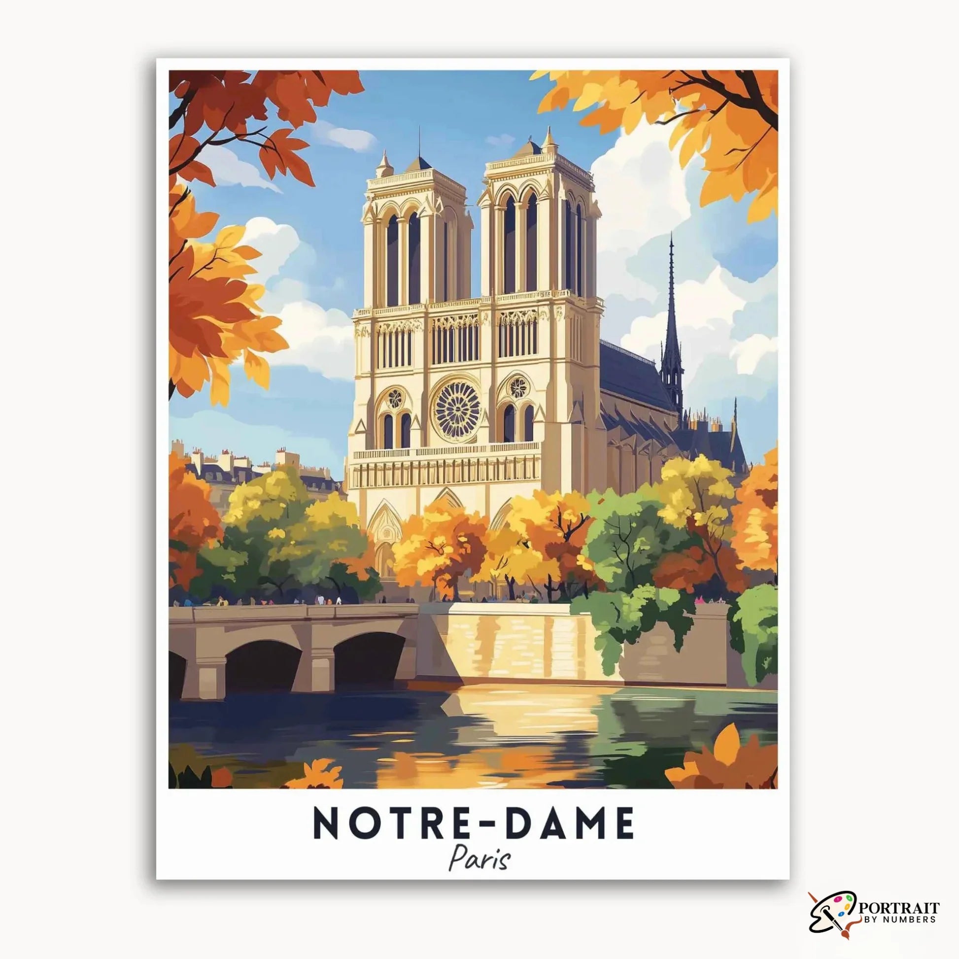 Notre-Dame Travel Poster -  Paint by Numbers Kit for Adults -  Portrait By Numbers