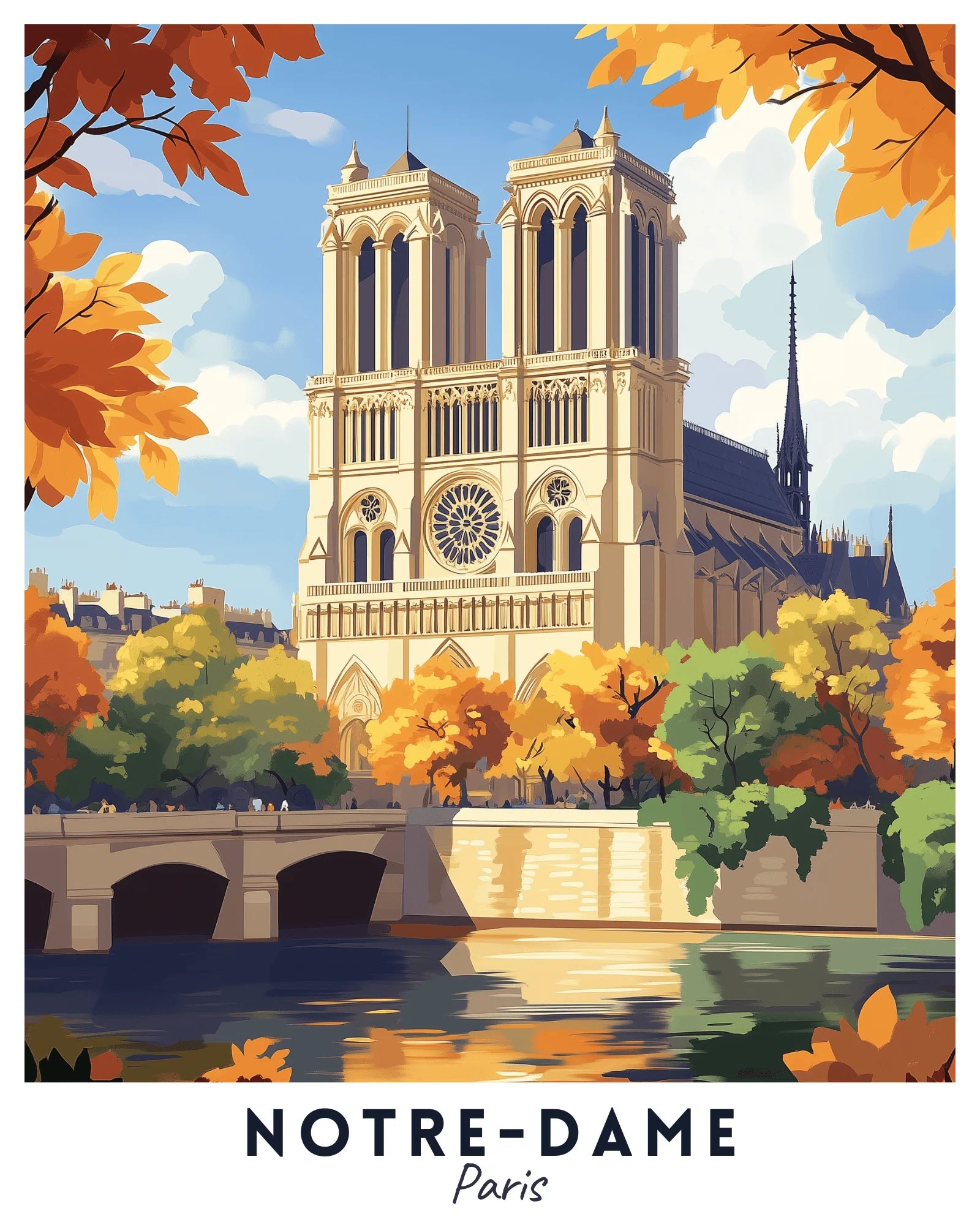 Notre-Dame Travel Poster -  Paint by Numbers Kit for Adults -  Portrait By Numbers