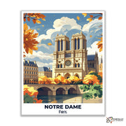Notre-Dame Travel Poster -  Paint by Numbers Kit for Adults -  Portrait By Numbers