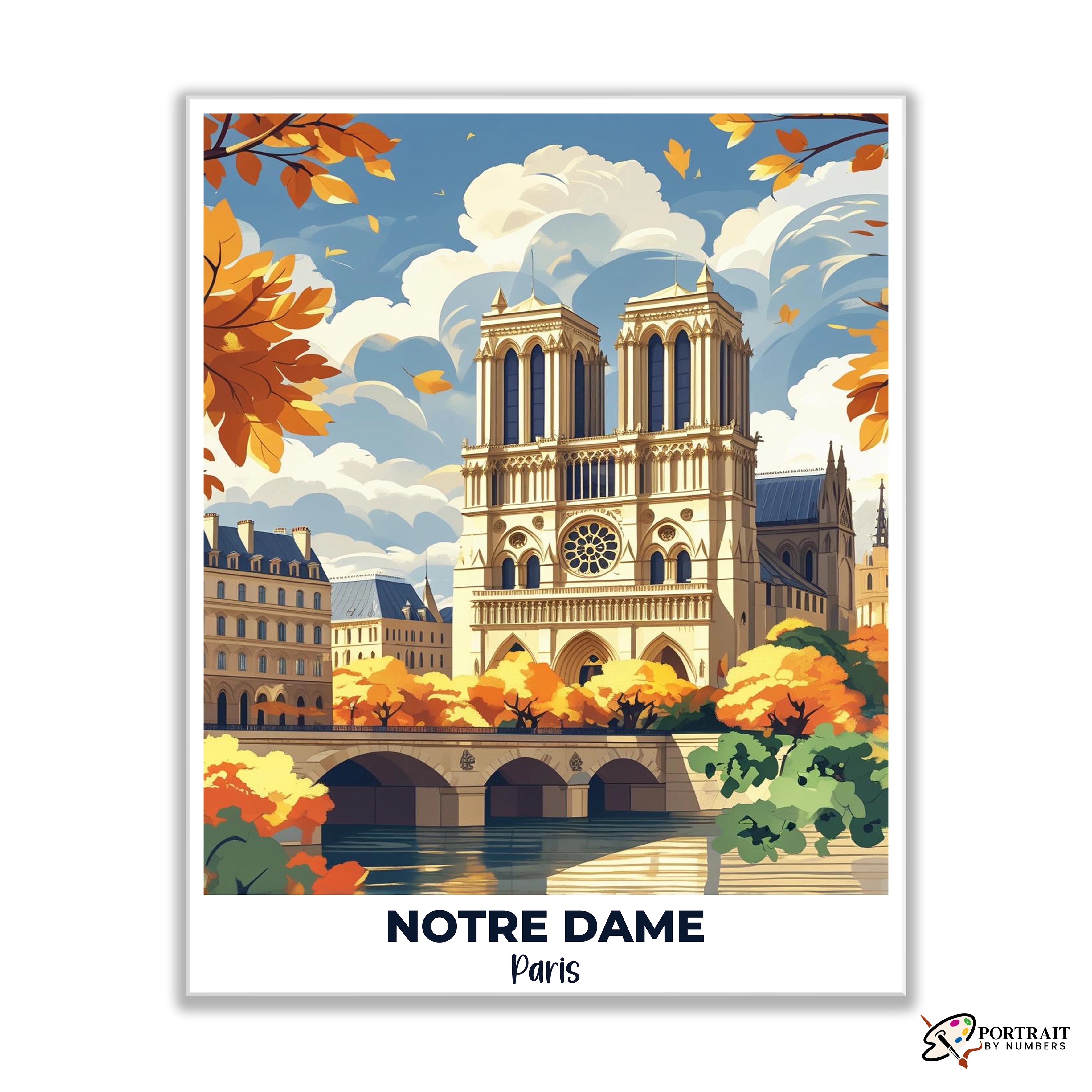 Notre-Dame Travel Poster -  Paint by Numbers Kit for Adults -  Portrait By Numbers