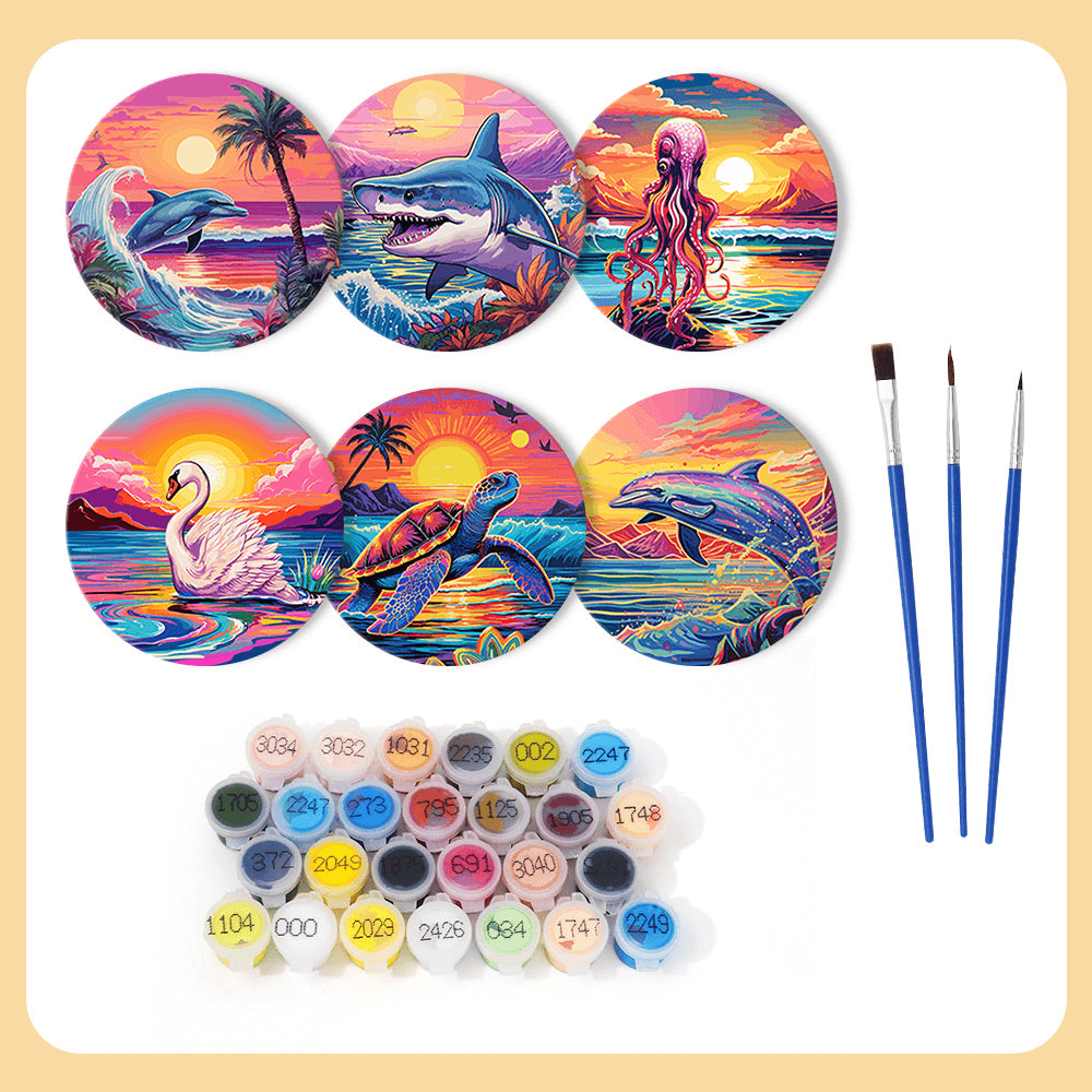 Ocean Glow (Set of 6) -  Paint by numbers Kit -  Portrait By Numbers