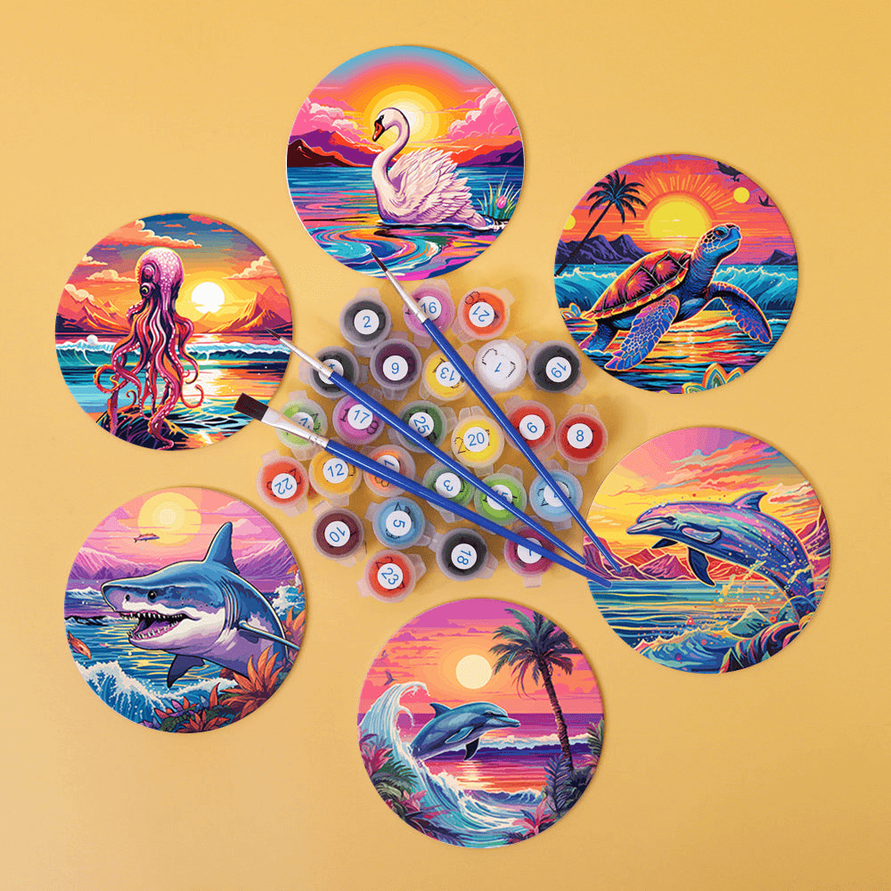 Ocean Glow (Set of 6) -  Paint by numbers Kit -  Portrait By Numbers