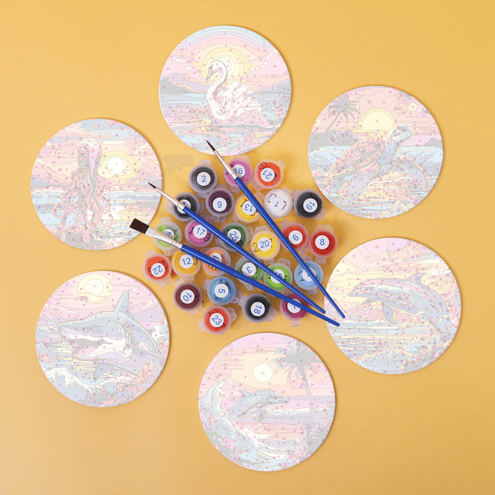 Ocean Glow (Set of 6) -  Paint by numbers Kit -  Portrait By Numbers