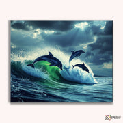 Ocean Wave Dolphins -  Paint by Numbers Kit for Adults -  Portrait By Numbers