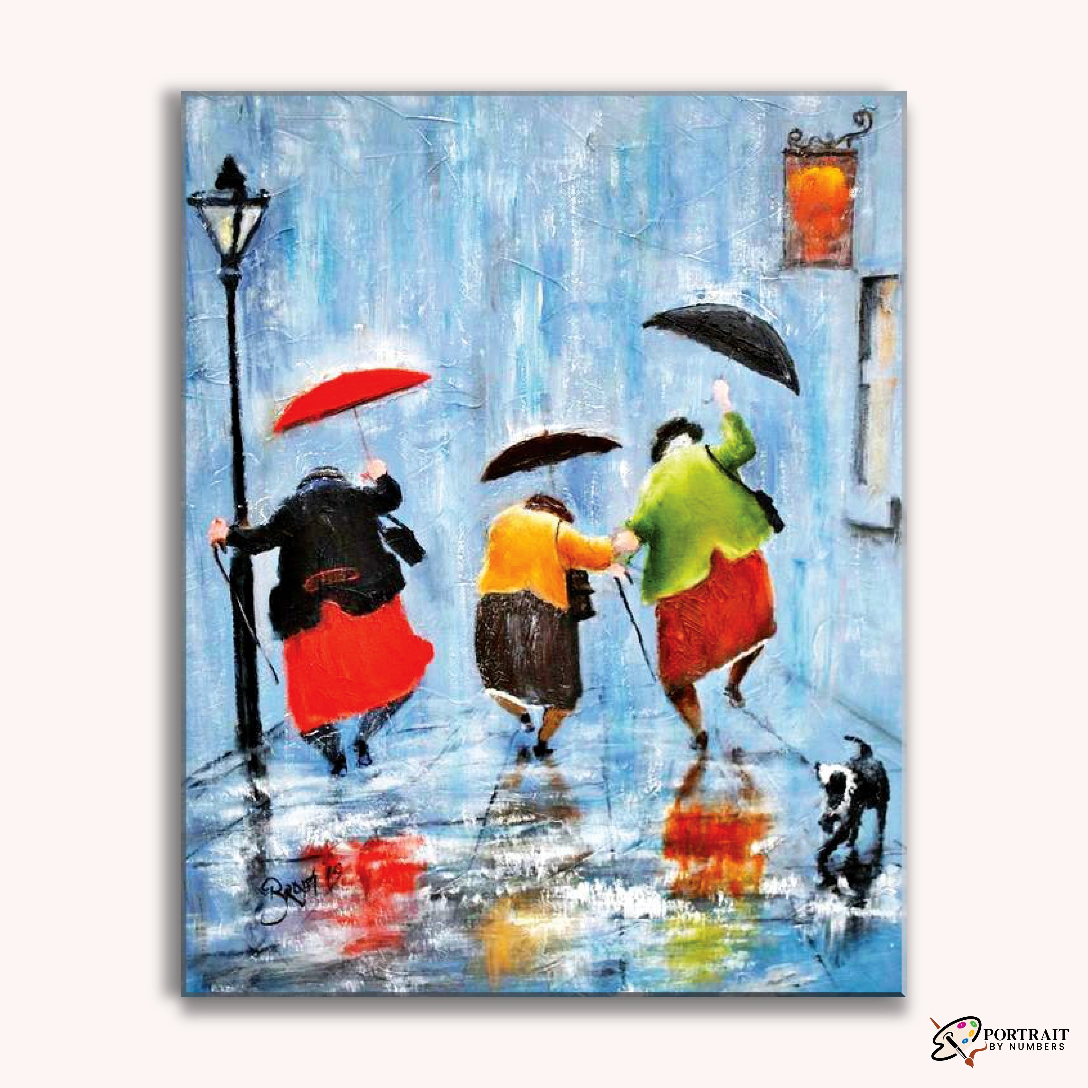 Old Friends Enjoy Rain -  Paint by Numbers Kit for Adults -  Portrait By Numbers