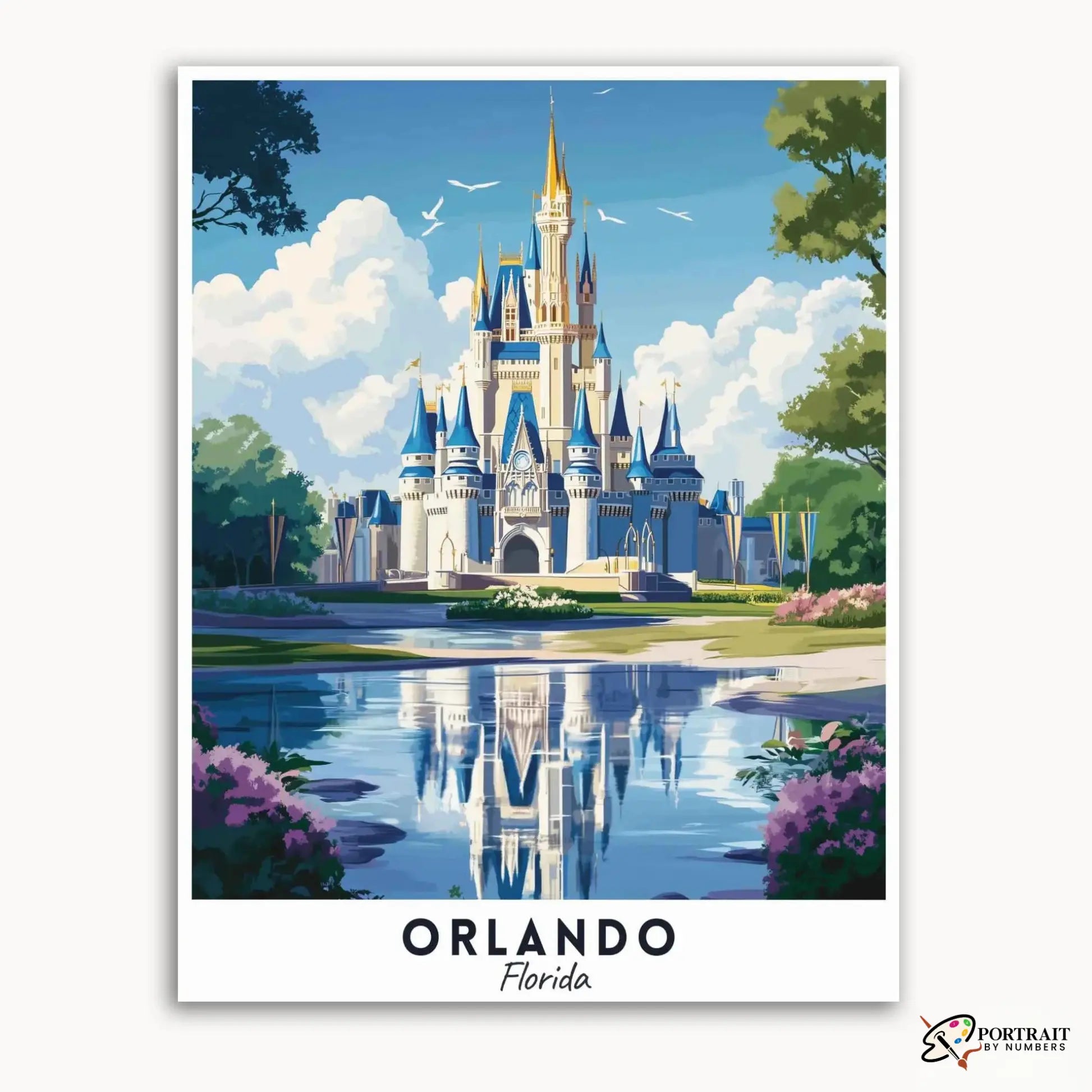 Orlando Travel Poster -  Paint by Numbers Kit for Adults -  Portrait By Numbers