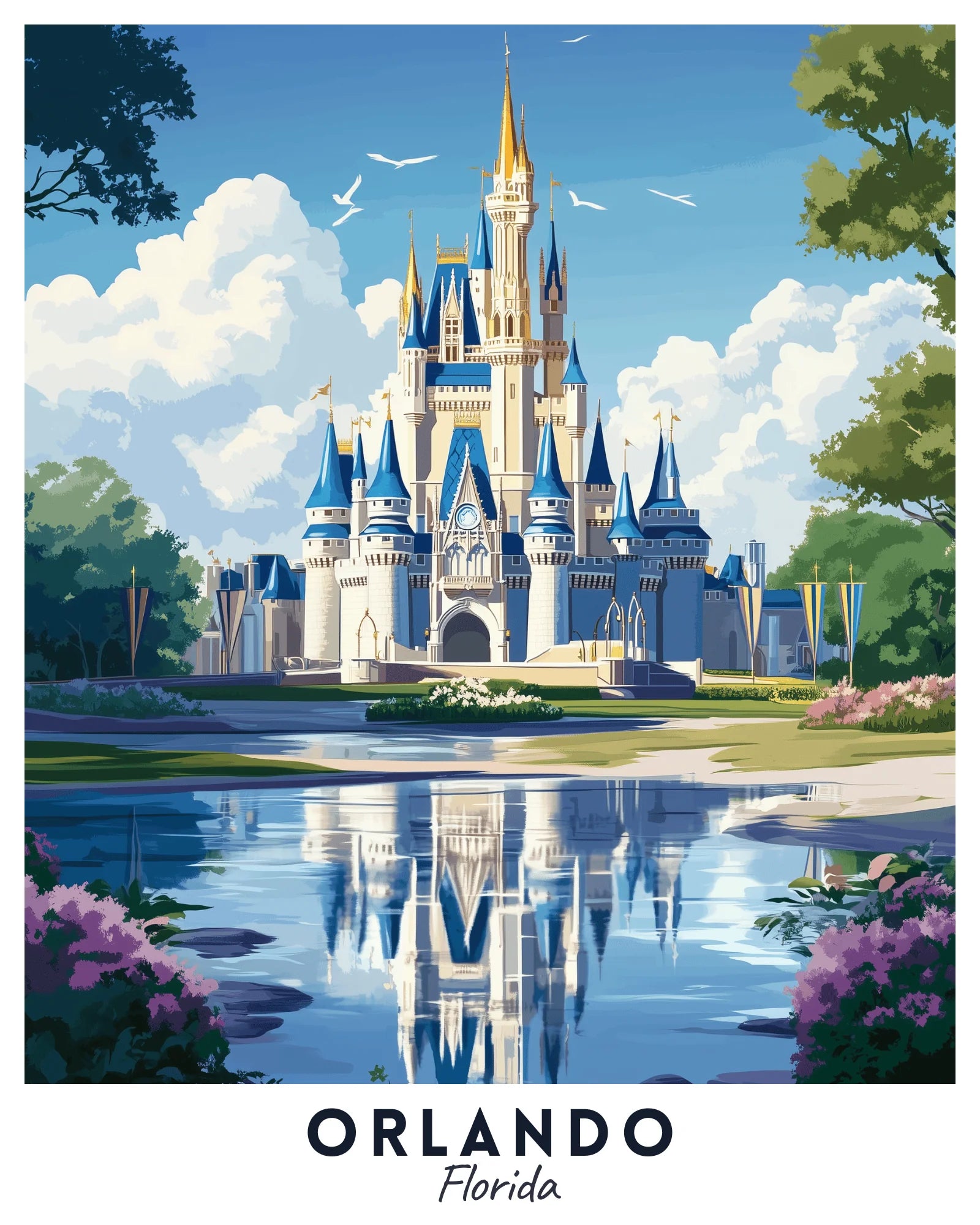 Orlando Travel Poster -  Paint by Numbers Kit for Adults -  Portrait By Numbers
