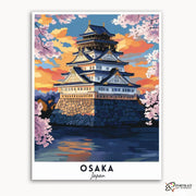 Osaka - Travel Poster -  Paint by Numbers Kit for Adults -  Portrait By Numbers