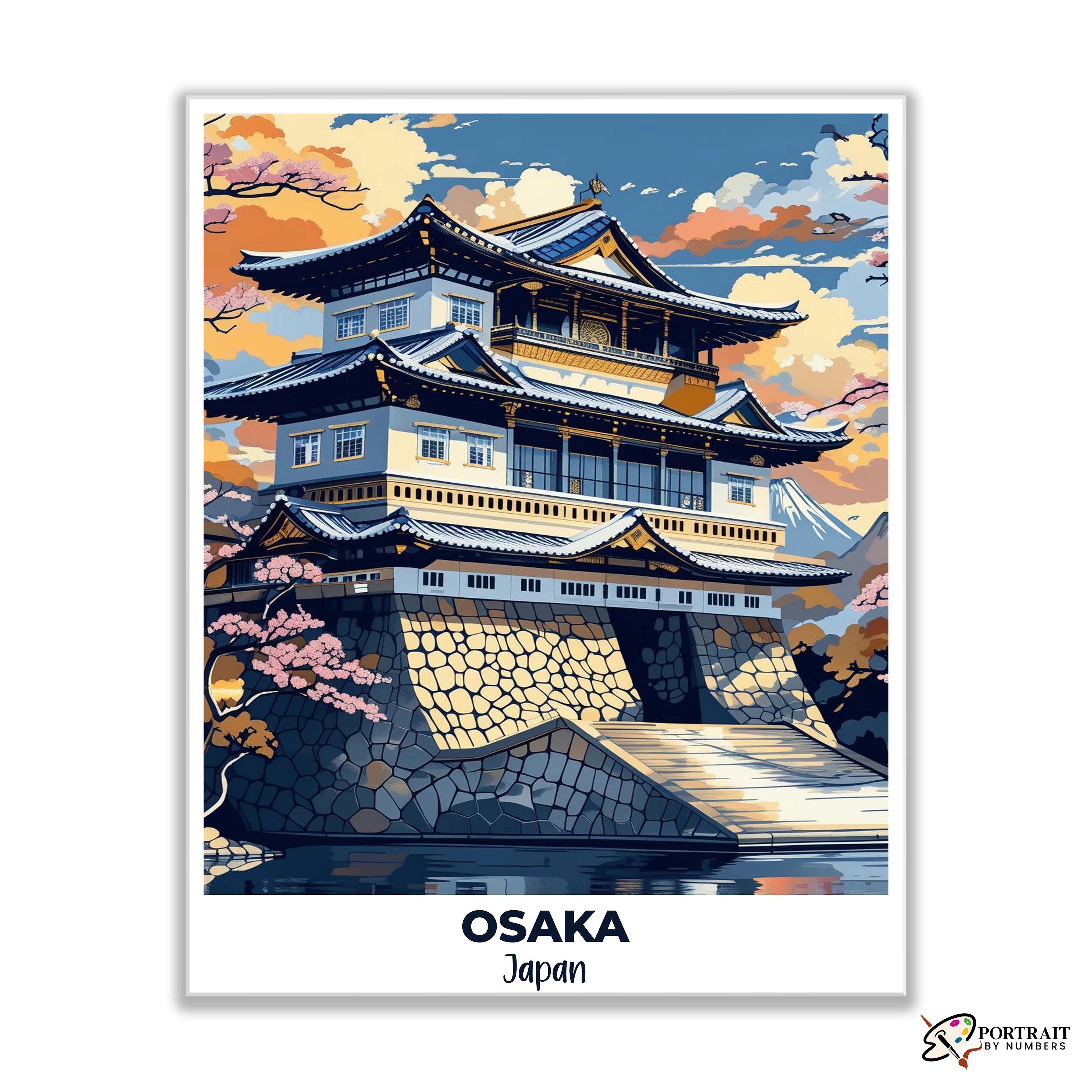Osaka Travel Poster -  Paint by Numbers Kit for Adults -  Portrait By Numbers