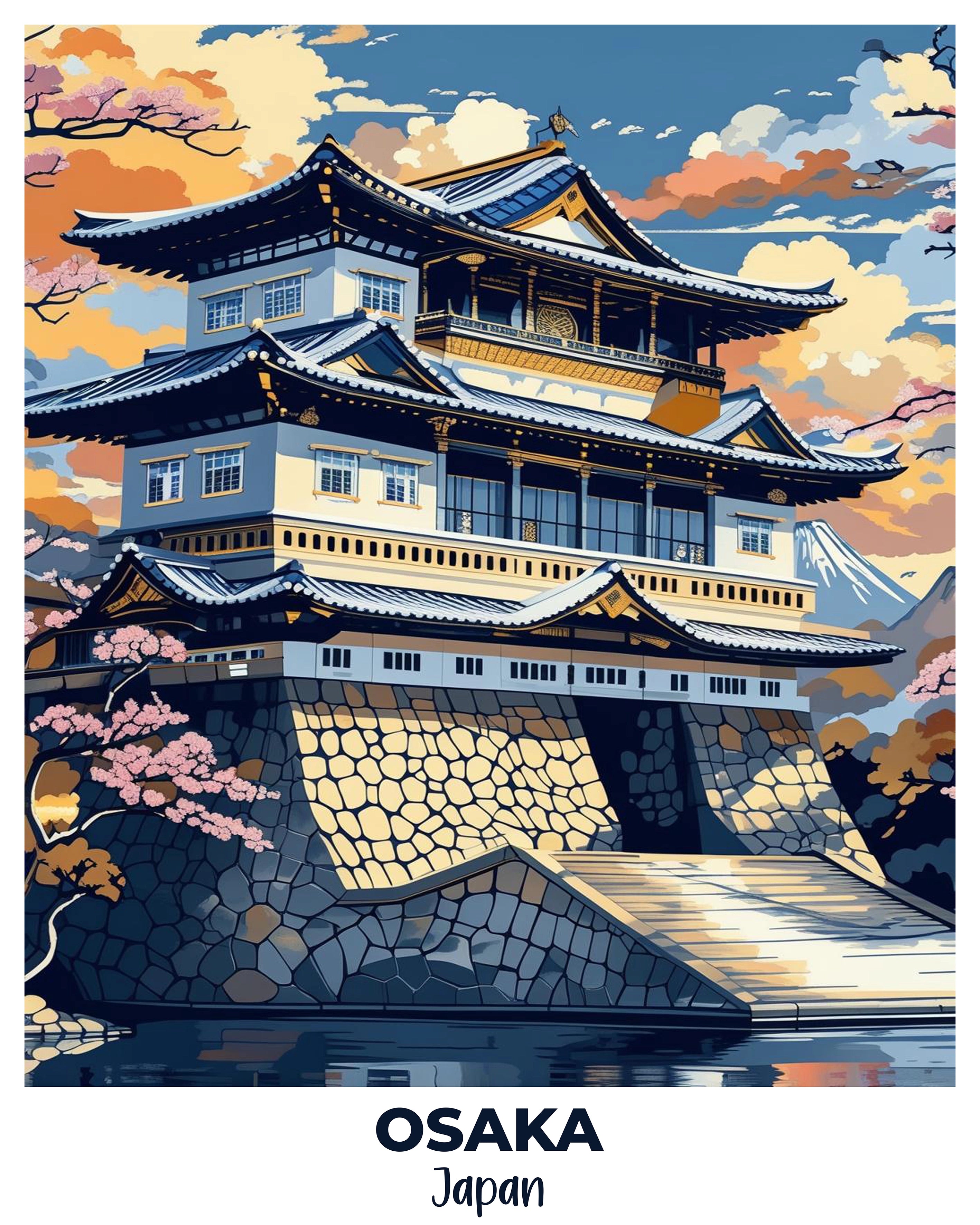 Osaka Travel Poster -  Paint by Numbers Kit for Adults -  Portrait By Numbers