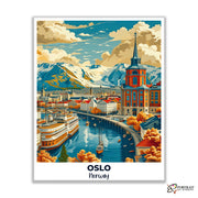 Oslo Travel Poster -  Paint by Numbers Kit for Adults -  Portrait By Numbers