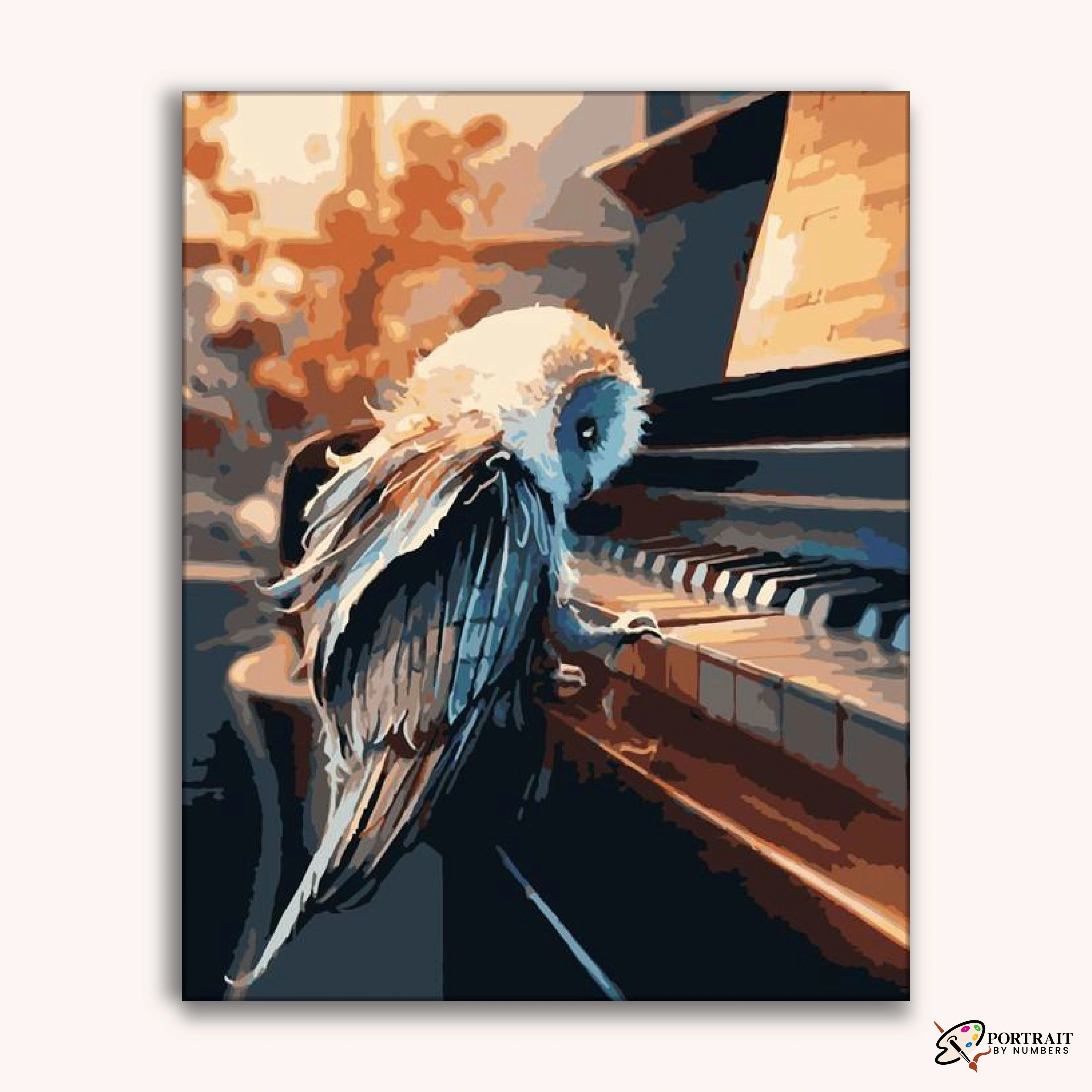 Owl Playing Piano -  Paint by Numbers Kit for Adults -  Portrait By Numbers