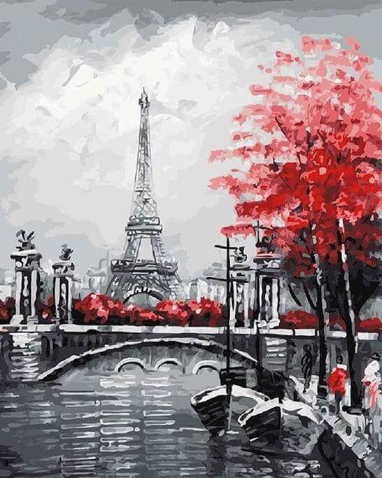 Paris River Landscape -  Paint by numbers -  Portrait By Numbers