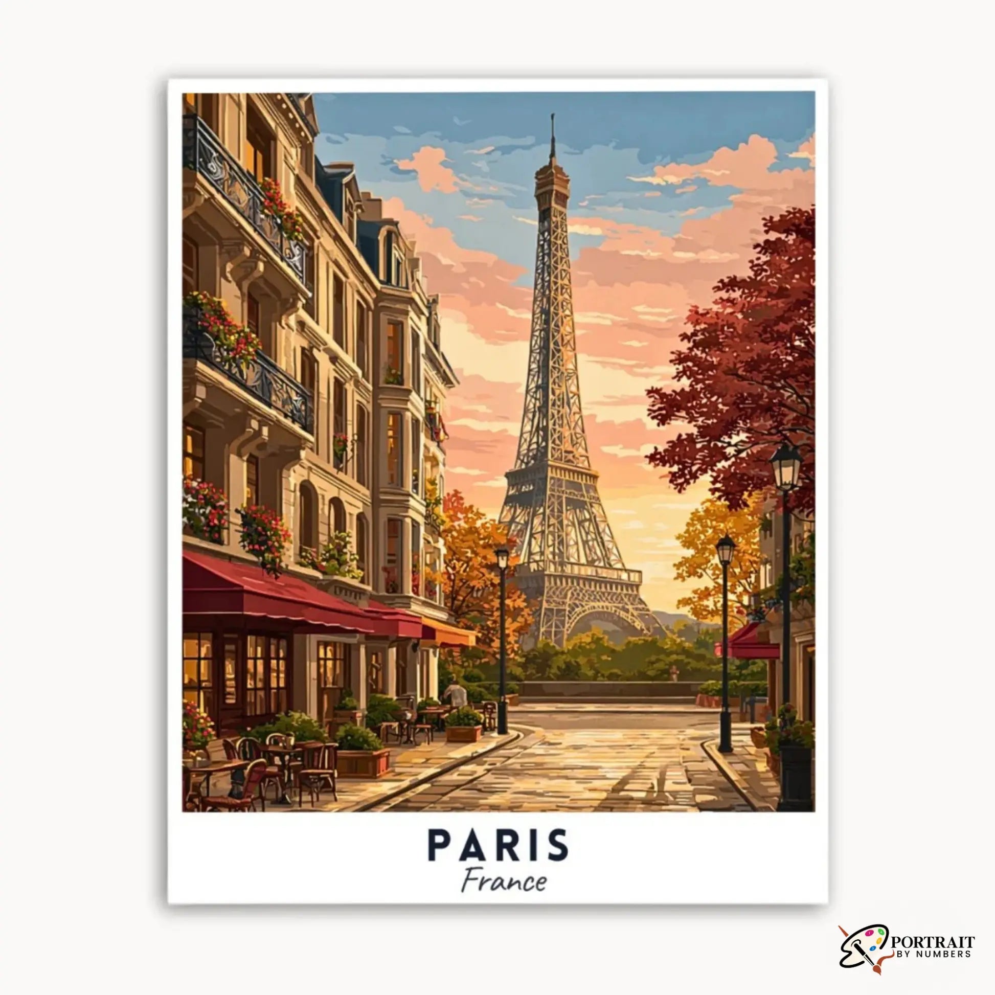 Paris Travel Poster -  Paint by Numbers Kit for Adults -  Portrait By Numbers