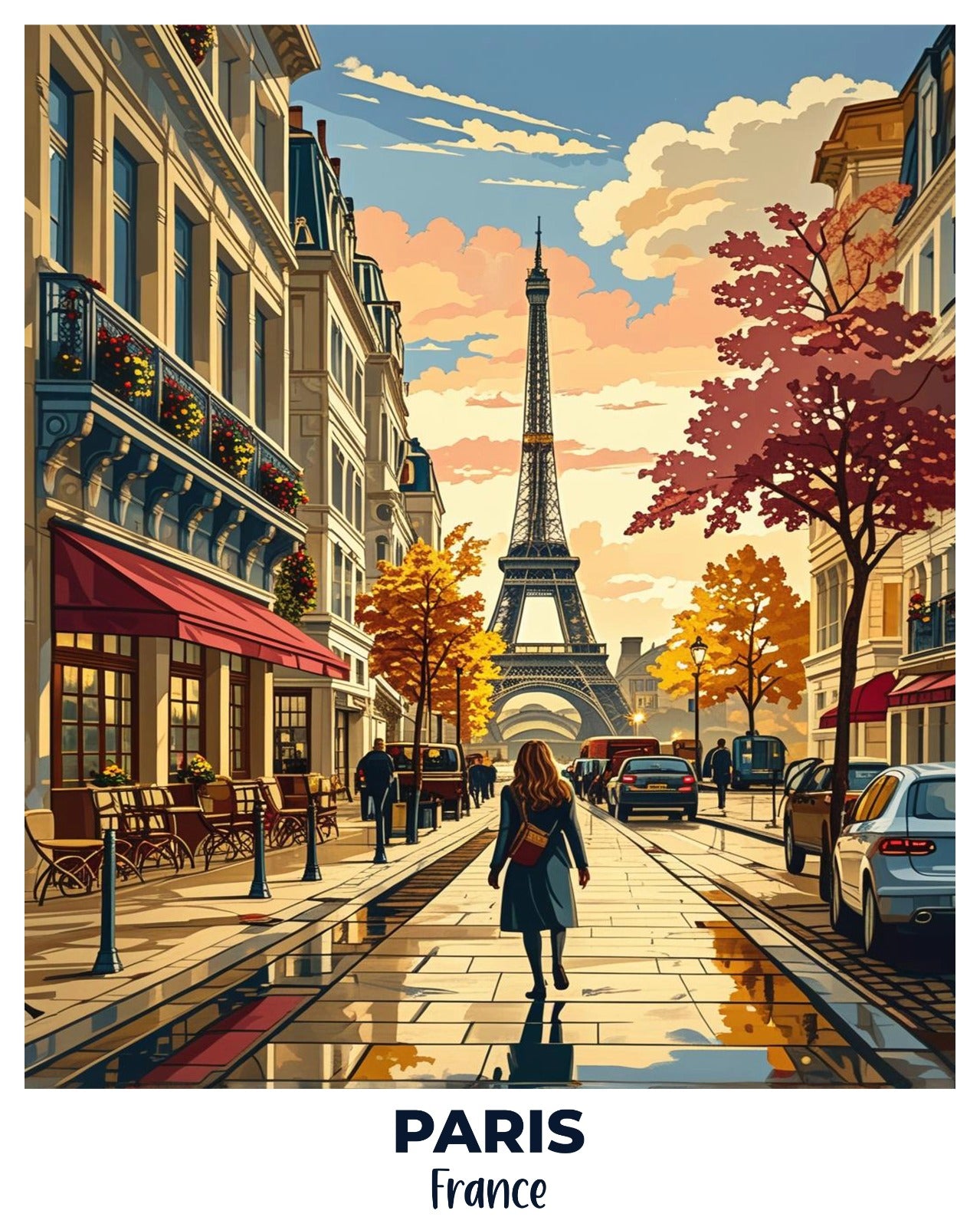 Paris Travel Poster -  Paint by Numbers Kit for Adults -  Portrait By Numbers