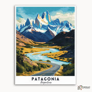 Patagonia - Travel Poster -  Paint by Numbers Kit for Adults -  Portrait By Numbers