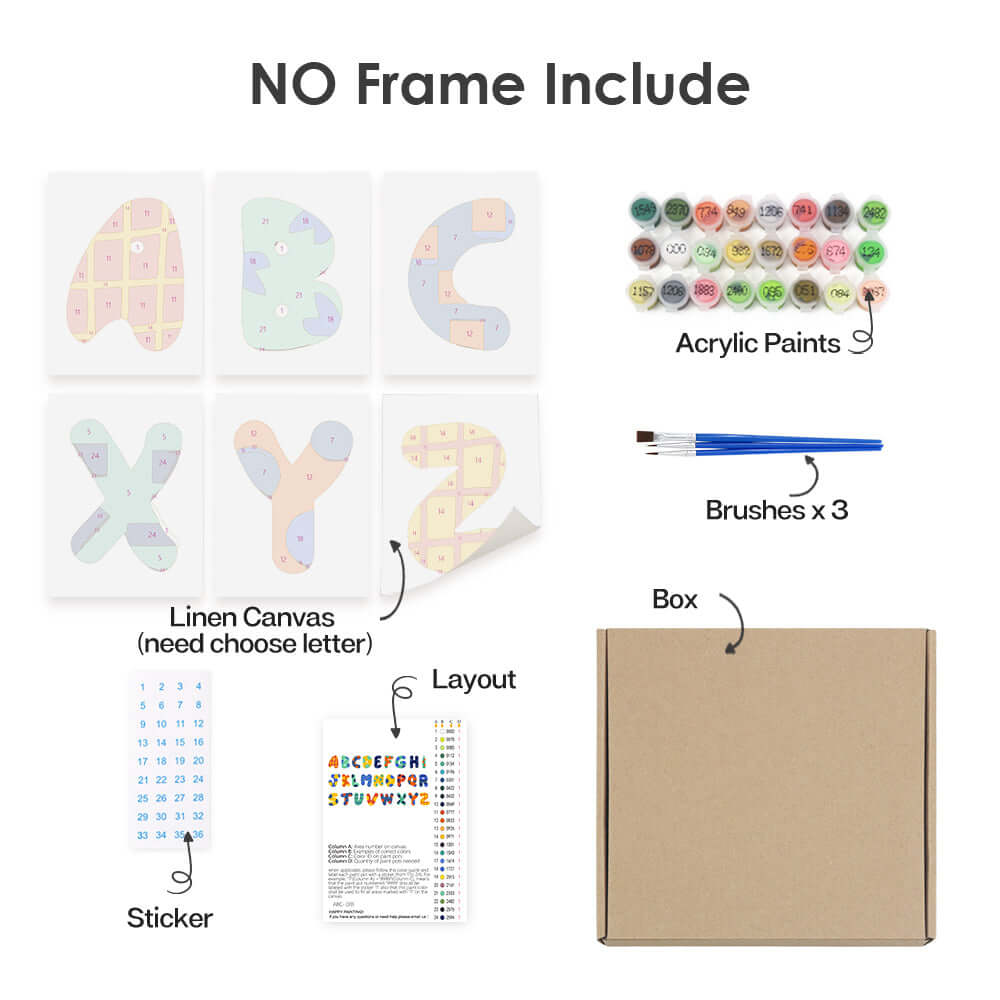 Pattern ABCs (Alphabet) -  Paint by numbers Kit -  Portrait By Numbers