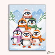 Penguin Pals in the Snow -  Paint by Numbers Kit for Adults -  Portrait By Numbers