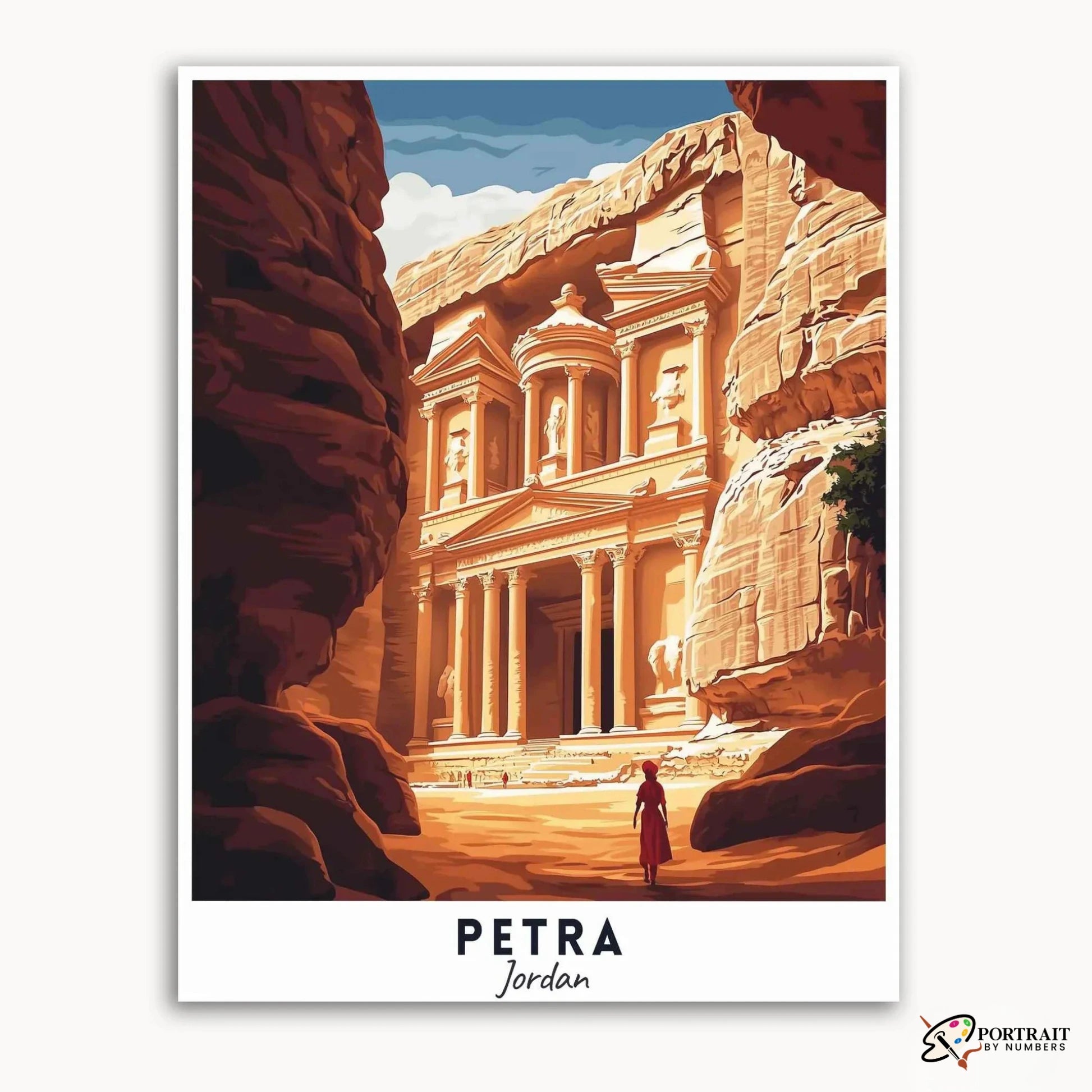 Petra - Travel Poster -  Paint by Numbers Kit for Adults -  Portrait By Numbers