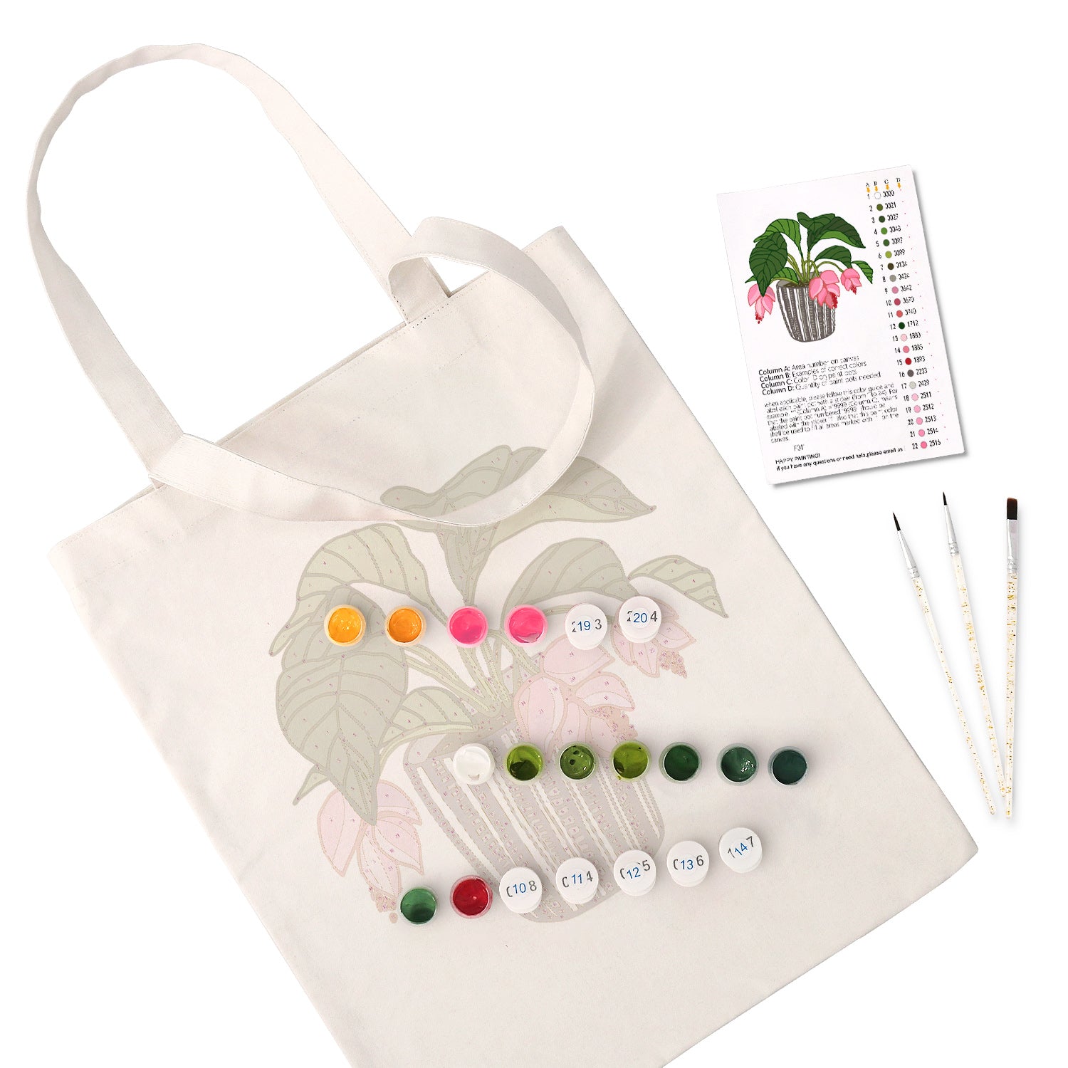 Pink Bloom Planter Bag -  Paint by Numbers Kit for Adults -  Portrait By Numbers