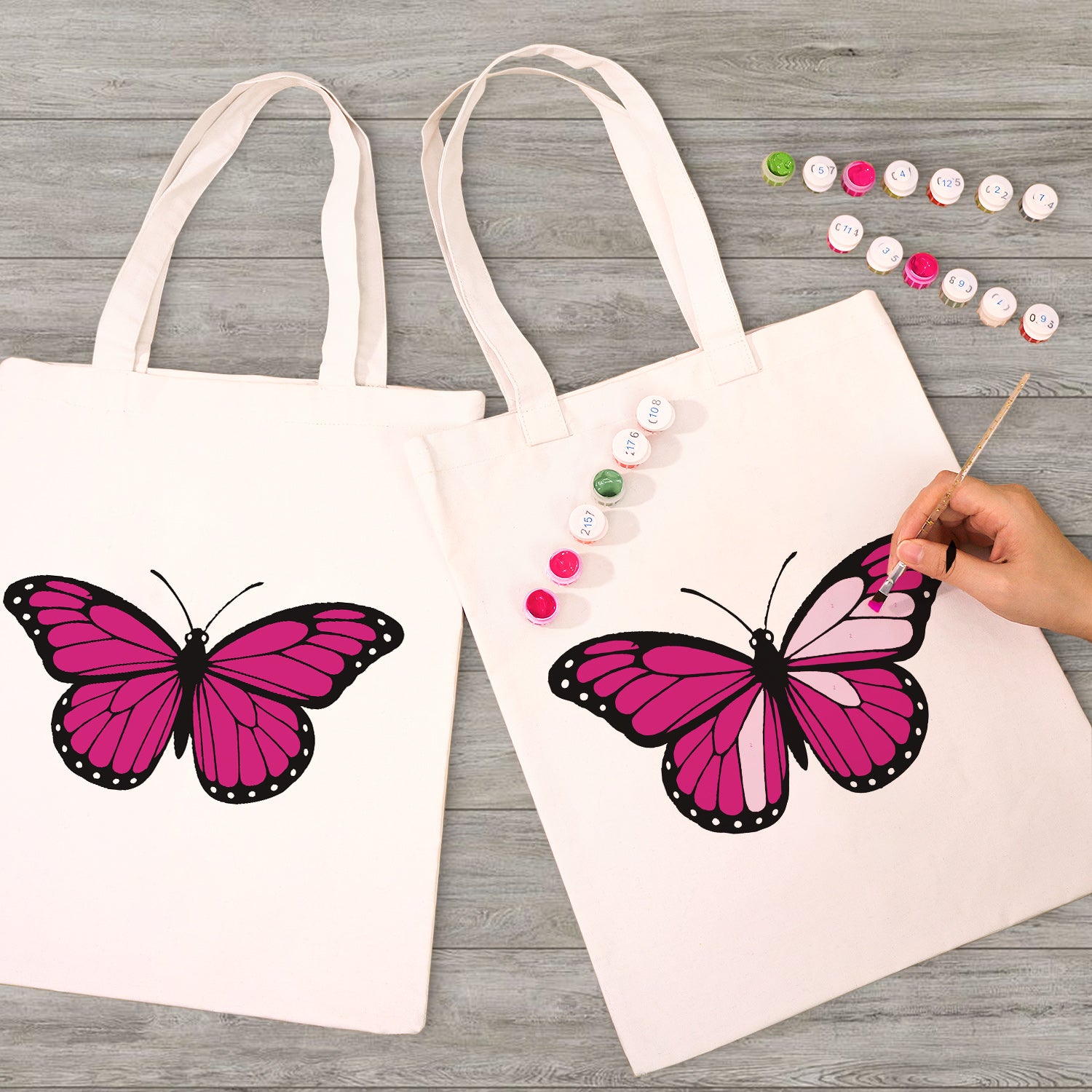 Pink Butterfly Bag -  Paint by Numbers Kit for Adults -  Portrait By Numbers