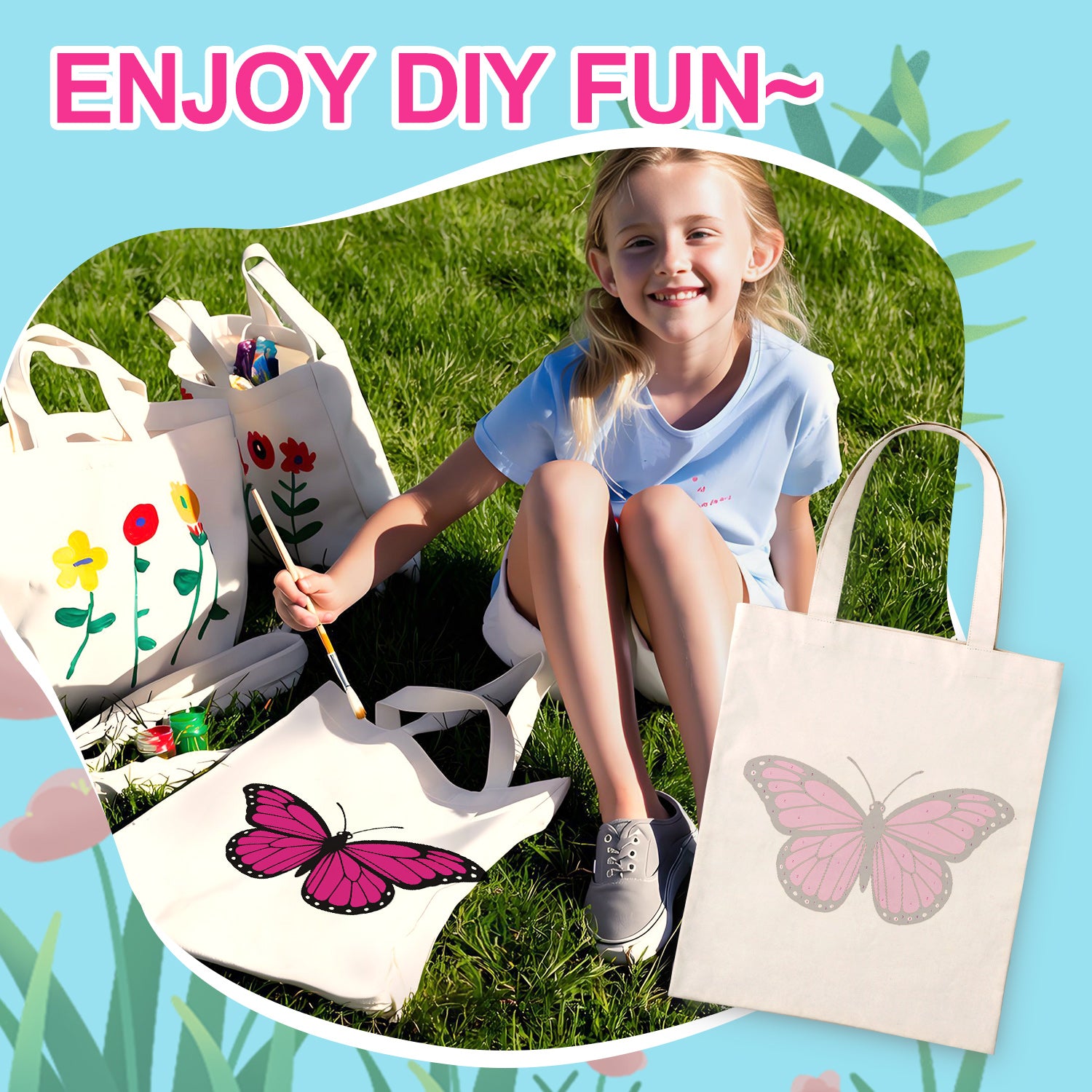 Pink Butterfly Bag -  Paint by Numbers Kit for Adults -  Portrait By Numbers