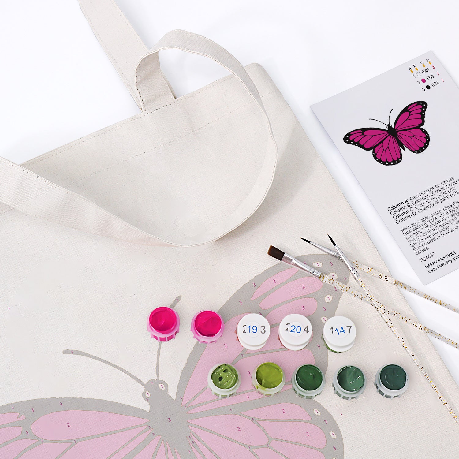 Pink Butterfly Bag -  Paint by Numbers Kit for Adults -  Portrait By Numbers