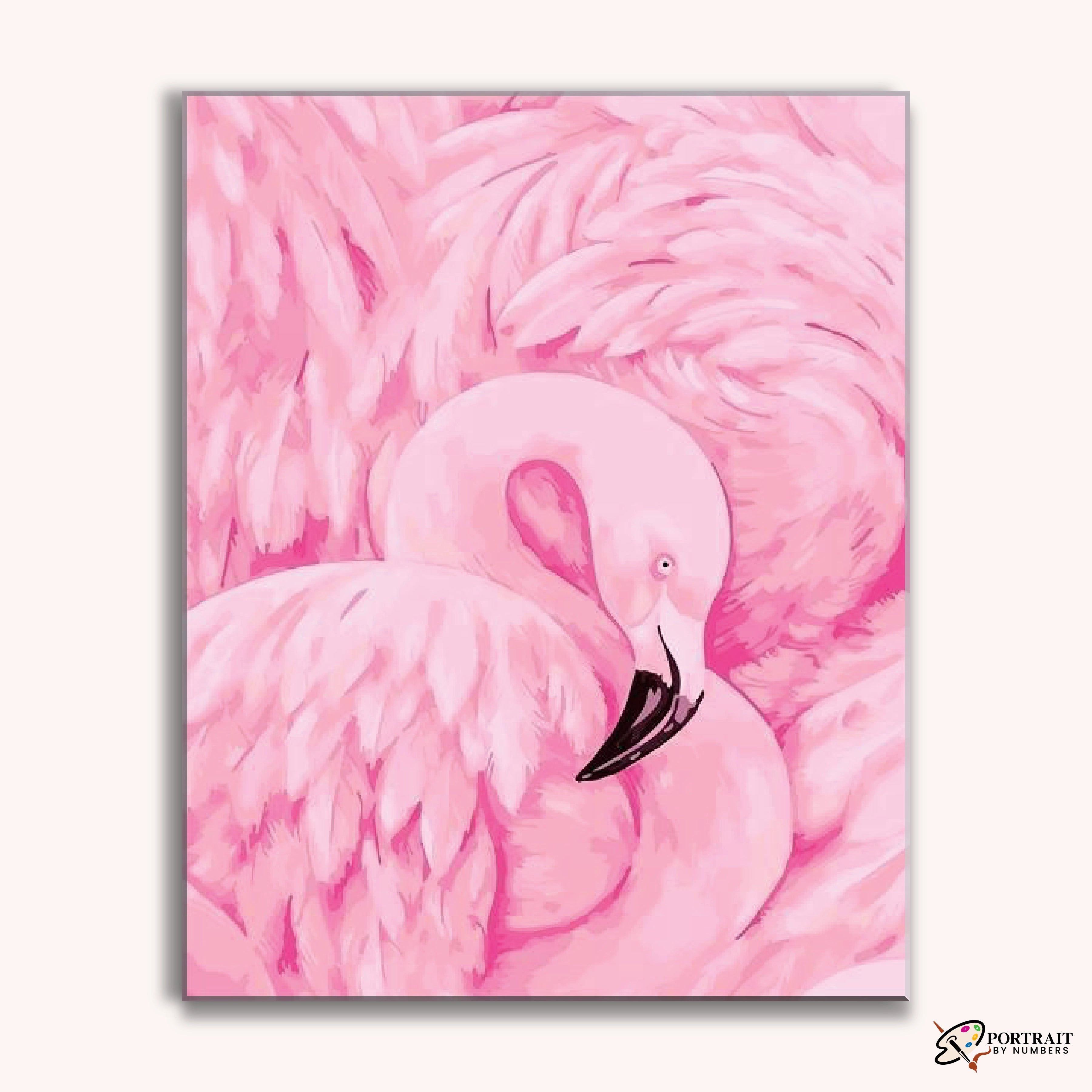 Pink Crane Bird -  Paint by Numbers Kit for Adults -  Portrait By Numbers