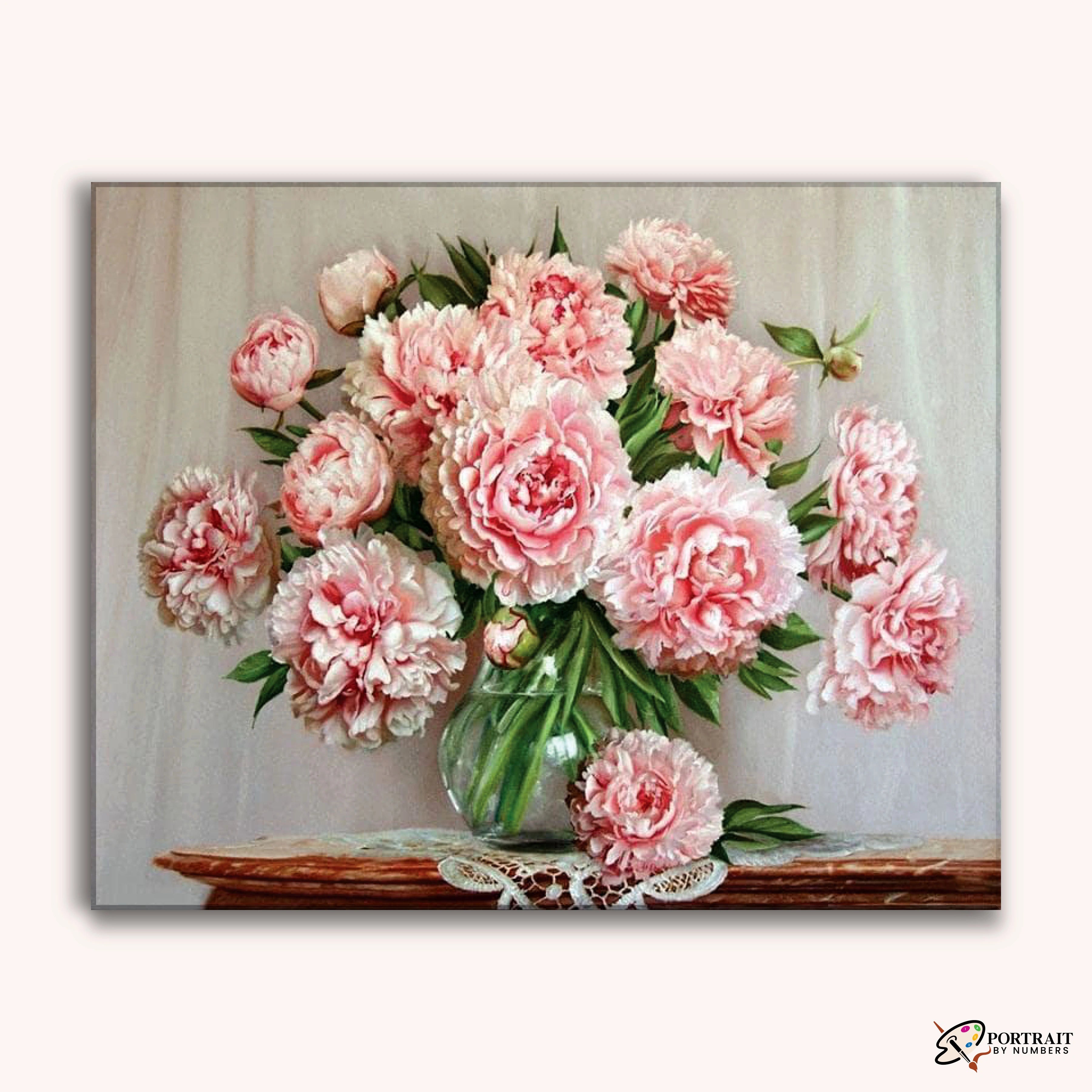 Pink Flowers Paint by Numbers for Adults | Floral Art Kit – Portrait By ...