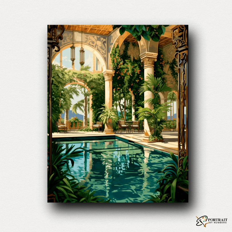 Poolside Flora -  Paint by numbers -  Portrait By Numbers