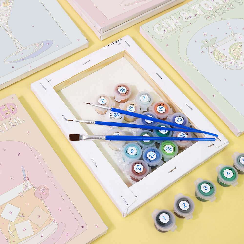Pop Pour (Set of 6) -  Paint by numbers Kit -  Portrait By Numbers