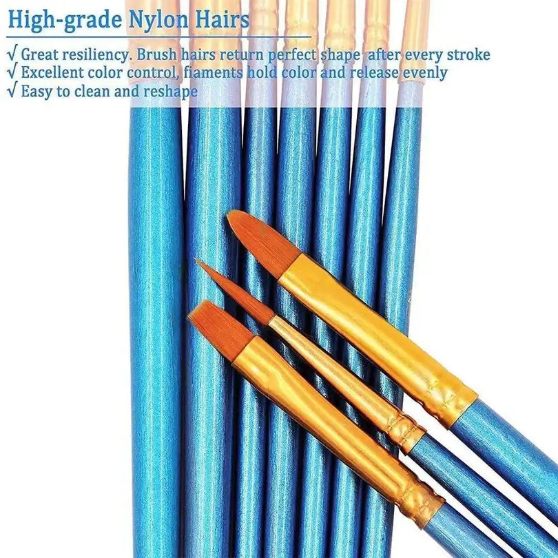 Premium Paint Brushes (10-Pack) -  Paint by numbers Kit -  Portrait By Numbers