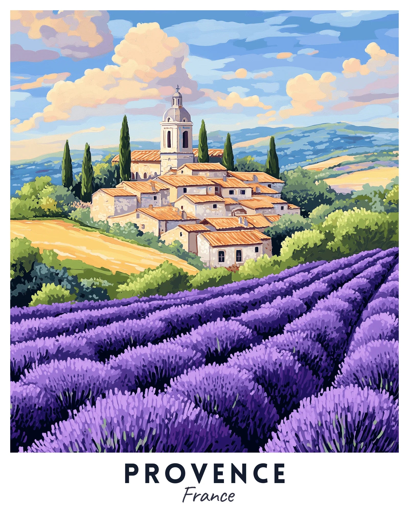 Provence Travel Poster -  Paint by Numbers Kit for Adults -  Portrait By Numbers