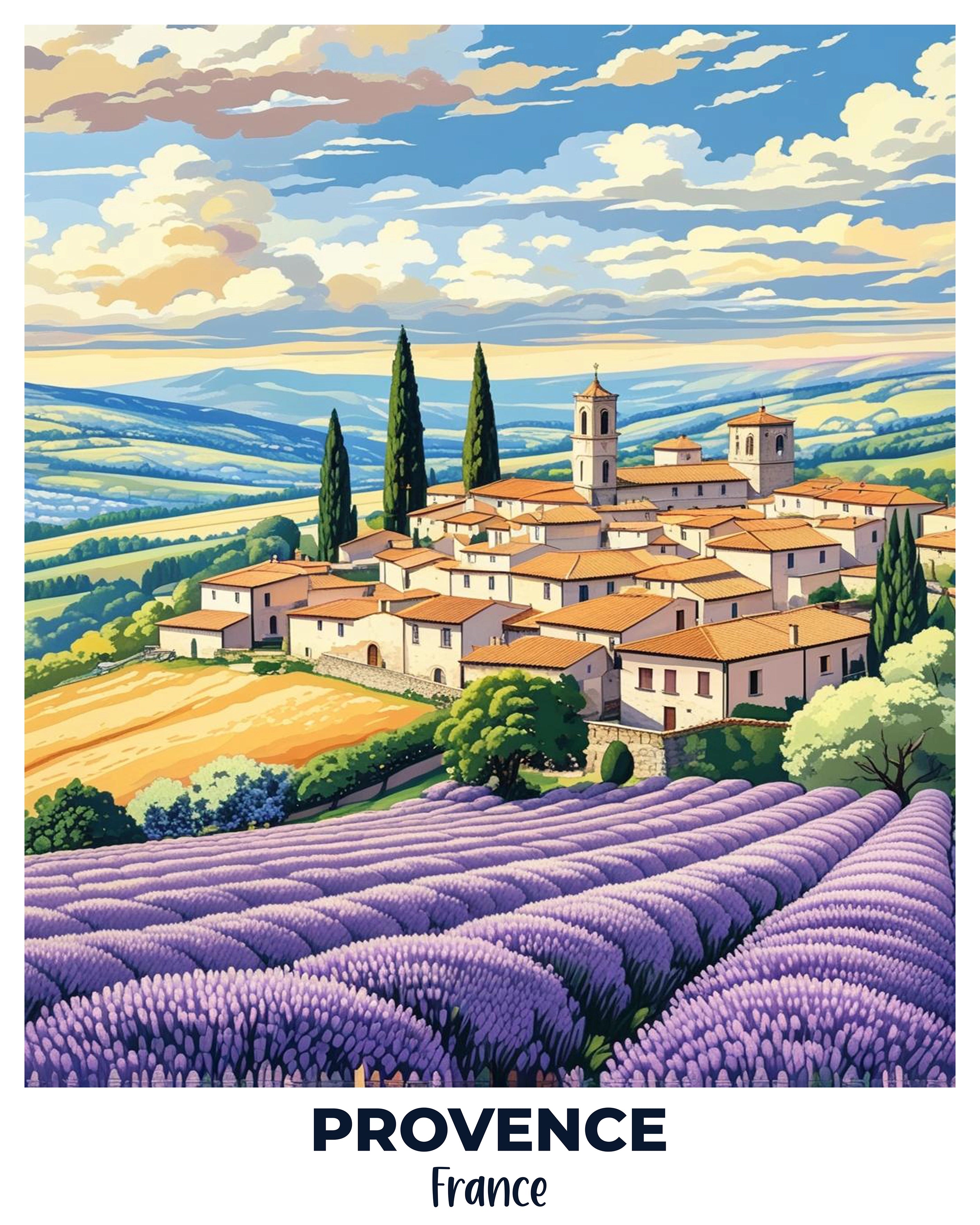 Provence Travel Poster -  Paint by Numbers Kit for Adults -  Portrait By Numbers