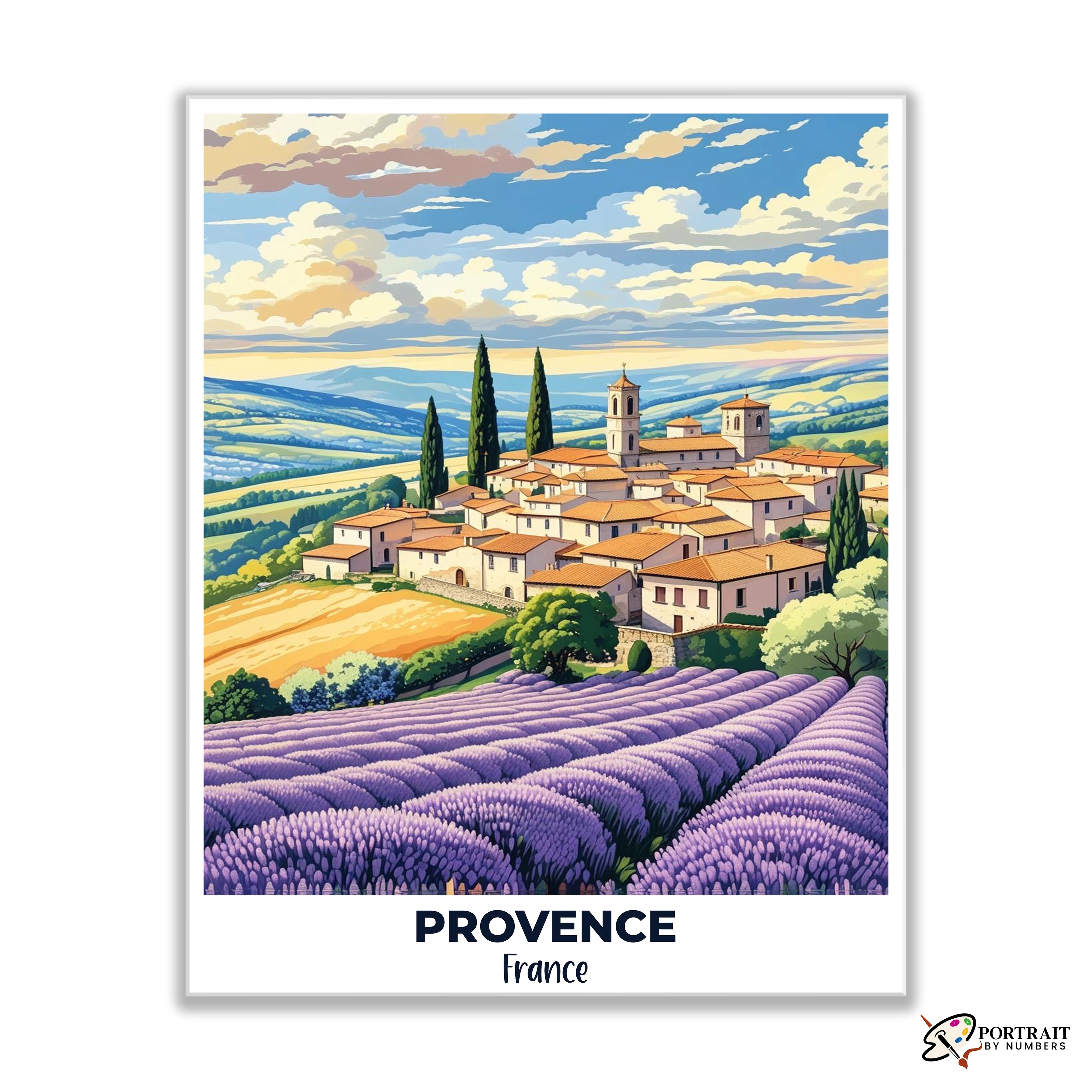 Provence Travel Poster -  Paint by Numbers Kit for Adults -  Portrait By Numbers