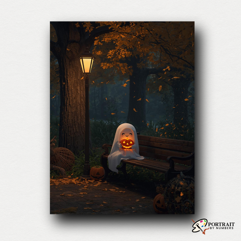 Pumpkin Glow Ghost -  Paint by numbers Kit -  Portrait By Numbers