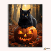 Pumpkin Guardian Cat -  Paint by Numbers Kit for Adults -  Portrait By Numbers