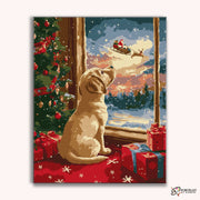 Puppy’s Christmas Wish -  Paint by Numbers Kit for Adults -  Portrait By Numbers