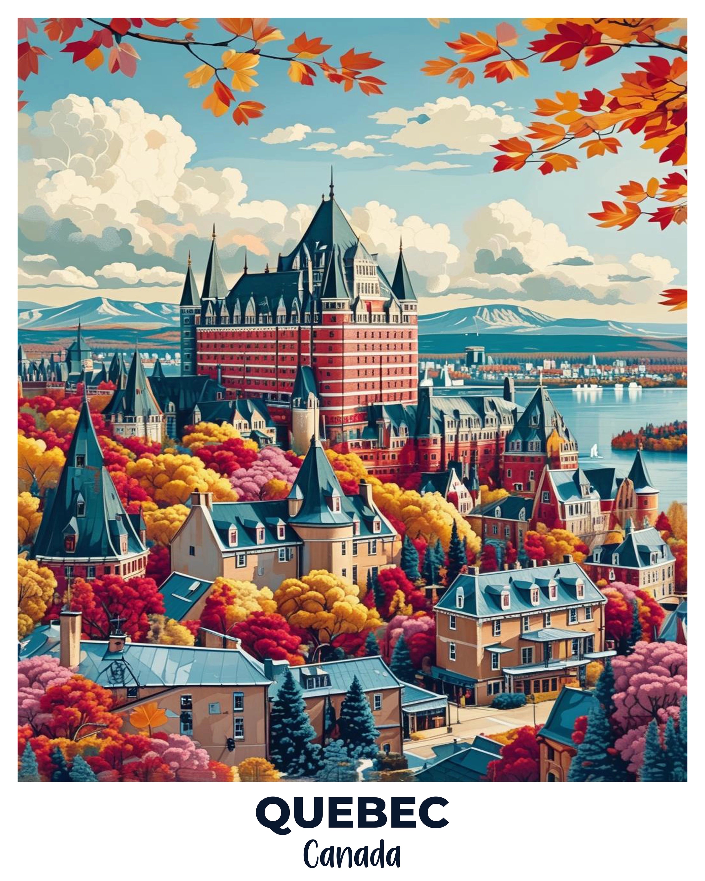 Quebec Travel Poster -  Paint by Numbers Kit for Adults -  Portrait By Numbers