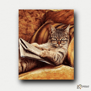 Reading Cat -  Paint by numbers Kit -  Portrait By Numbers