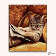 Reading Cat -  Paint by Numbers Kit for Adults -  Portrait By Numbers