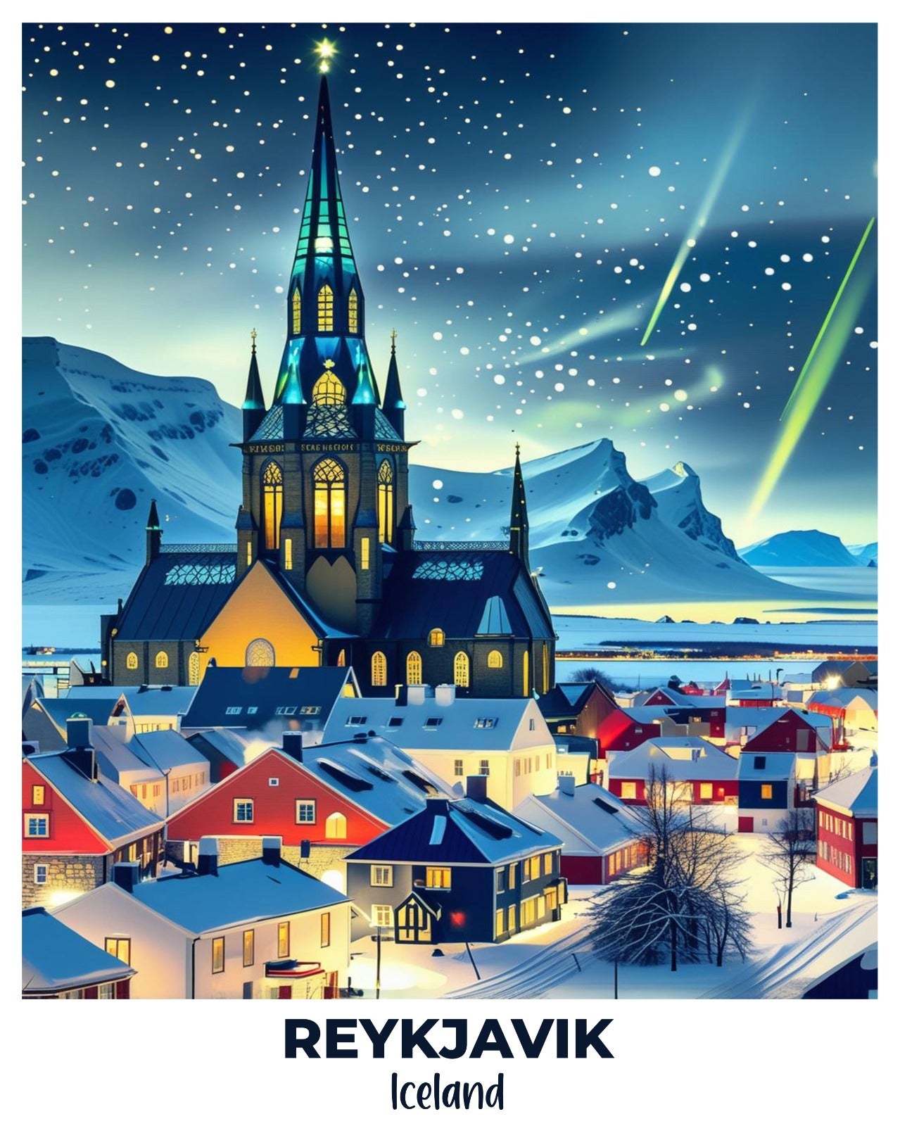 Reykjavik Travel Poster -  Paint by Numbers Kit for Adults -  Portrait By Numbers