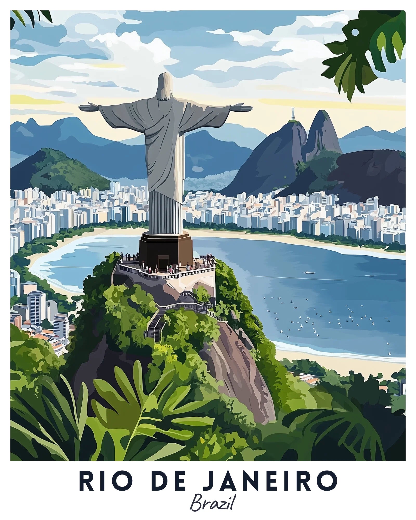 Rio De Janeiro - Travel Poster -  Paint by Numbers Kit for Adults -  Portrait By Numbers